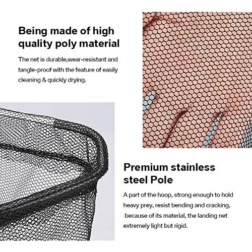 MI CASA Fishing Net Fishing Landing Net Fixed Pole Handle Durable Nylon Material Mesh for Bird Fish Catch Release Lightweight Portable Aluminum Alloy Frame, 55cm Total Length - Image 7