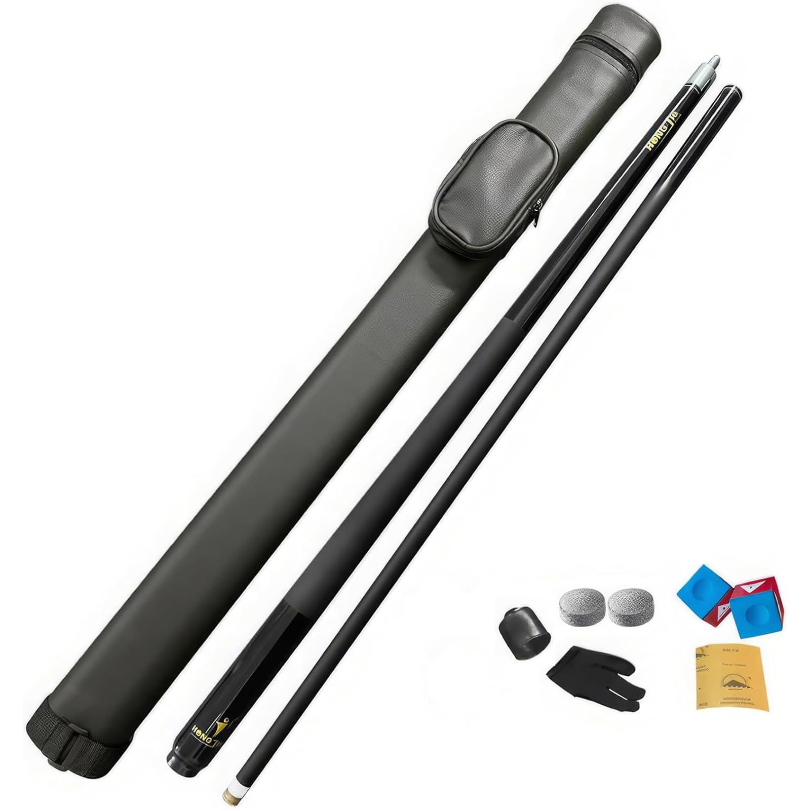 HTDRE Premium Snooker Cue - 58 Inch Carbon Fibre Billiard Cue Stick with 1/2 Joint, Includes Hard Bag & Chalk for Billiards Fans