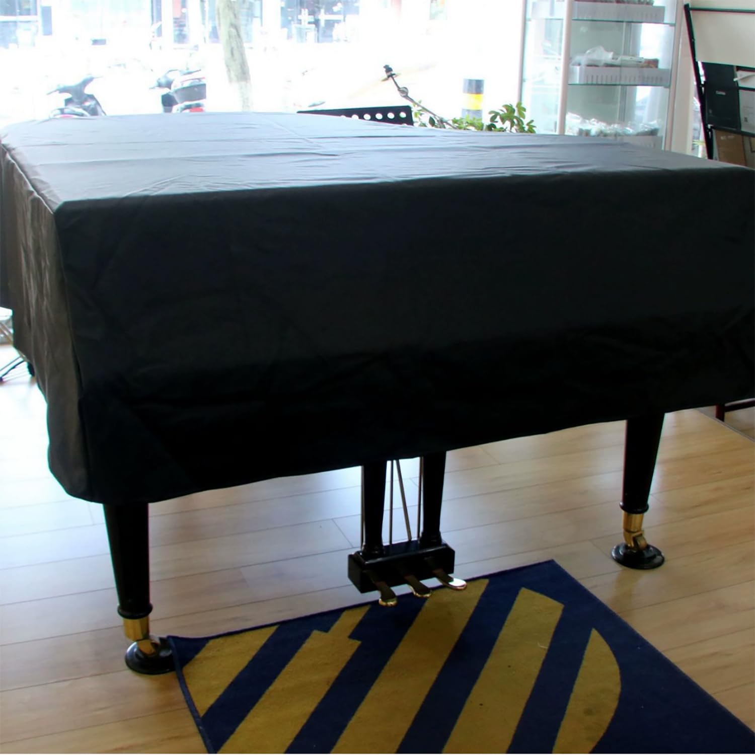 Funda Impermeable para Piano de Cola,Cubierta de Polvo de Aiano de Grano Litchi,Accesorios de Decoración,Negro,160cm