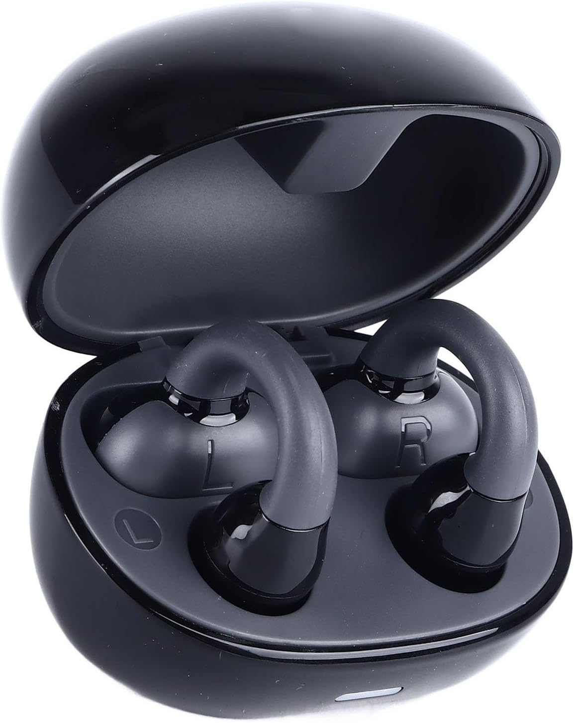 Open Ear Headphones, Bluetooth 5.3 Bone Conduction Earbuds Lightweight Comfortable Clamp/Holder On Earbuds with Charging Case for Running Workouts Outdoor Sports (Black)