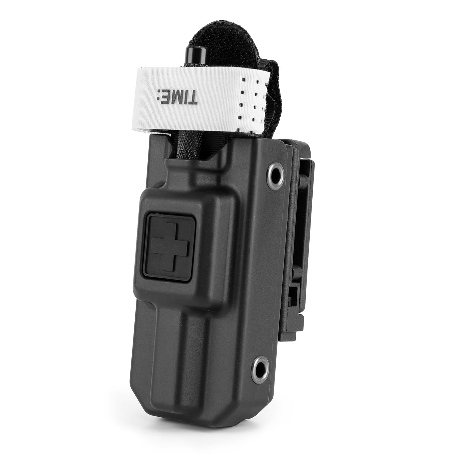 backtime Tourniquet Holder, Tourniquet Holster with Molle Strap and Upgraded Tactical Belt Clip for Duty and Utility Belt, Black Holder Only, Black Color