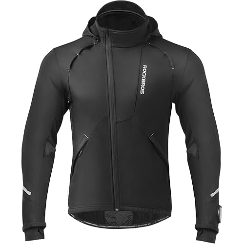 ROCKBROS Cycling Jackets for Men Winter Bike Jackets Thermal Windproof Jacket for Men Cold Weather Cycling Running Hiking