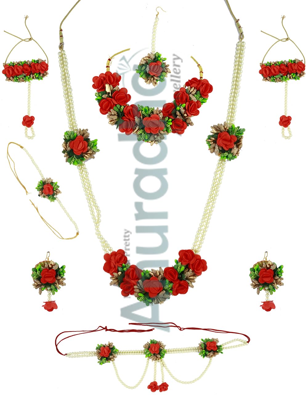 Anuradha Art Jewellery Multi Colour Traditional Bridal Flower Combo Set For Haldi, Mehndi, Sangeet, Godbharari, Maternity Shoot Jewellery for women (flower Set-2) (B09V7ZZPTR) Amazon Price History, Amazon Price Tracker