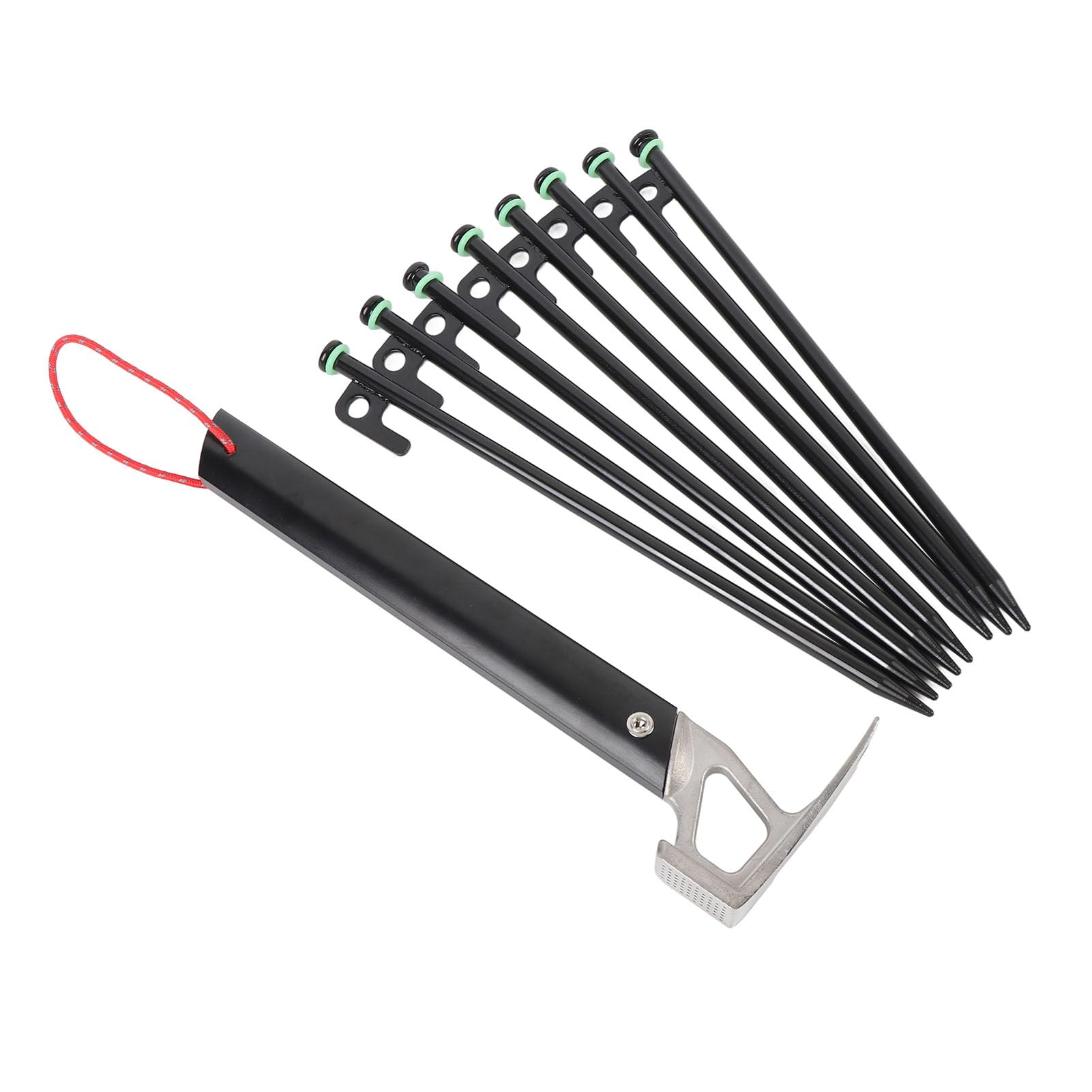Lot de 8 Piquets de Tente en Alliage D'aluminium Durable avec Anneaux Lumineux pour Une Tente Sécurisée, Idéal pour Le Camping et la Randonnée, Longueur 30 Cm (Kaki)