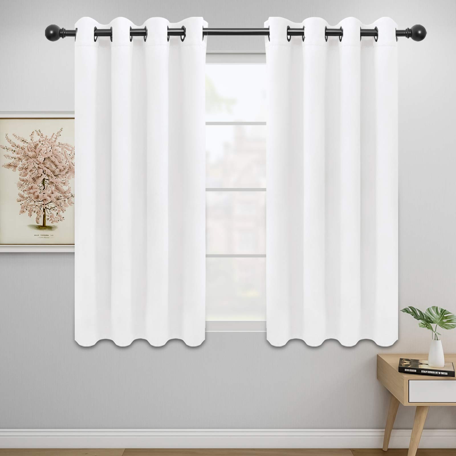 Easy-Going Curtains for Bedroom, Solid Thermal Insulated Grommet and Noise Reduction Window Drapes, Room Darkening Curtains for Living Room, 2 Panels