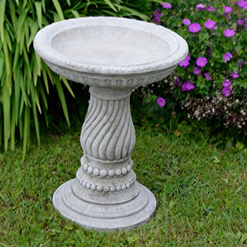 ONEFOLD TWIST BIRD BATH/FEEDER ORNAMENT DETAILED CAST STONE GARDEN
