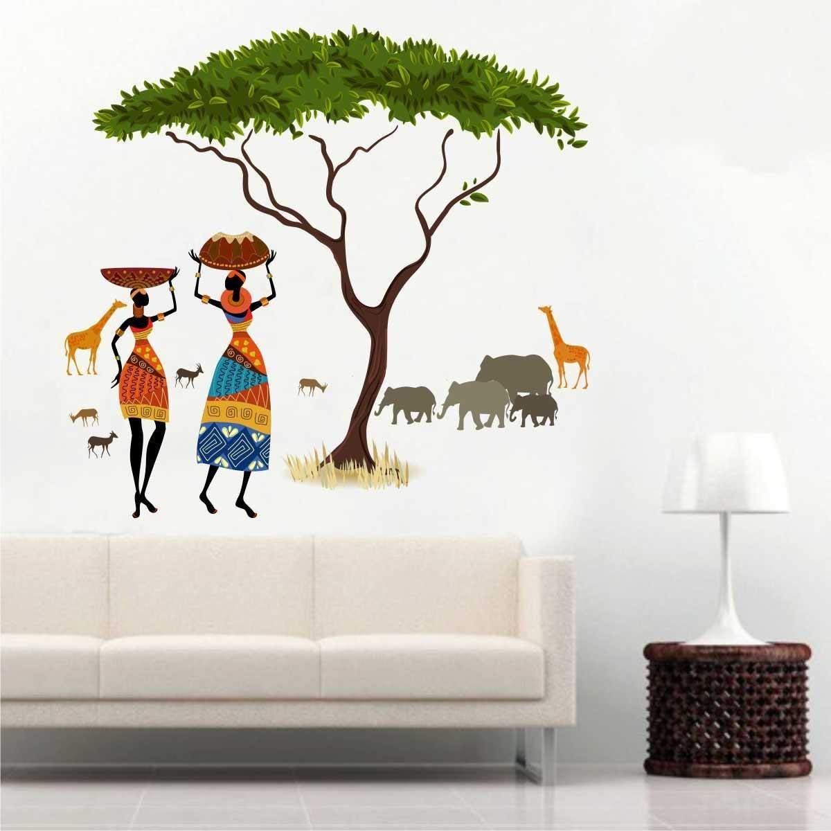 CreativeEdge PVC Vinyl Wall Sticker Animal Village Tree and Woman Design Multicolor (60 cm x 90 cm) (B0CVVNDVD8) Amazon Price History, Amazon Price Tracker