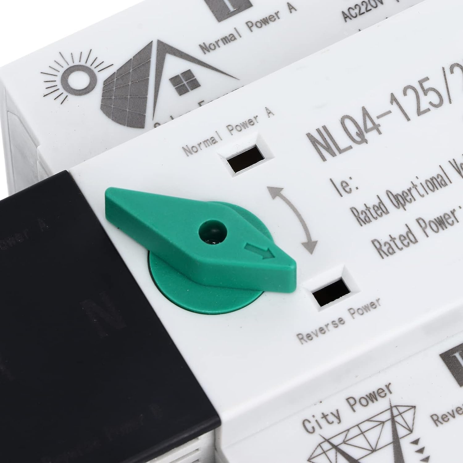 Commutateur de transfert automatique à double puissance, commutateur de transfert de puissance de distribution d'alimentation secondaire 230V AC 100A NLQ4-125, pour Home Factory