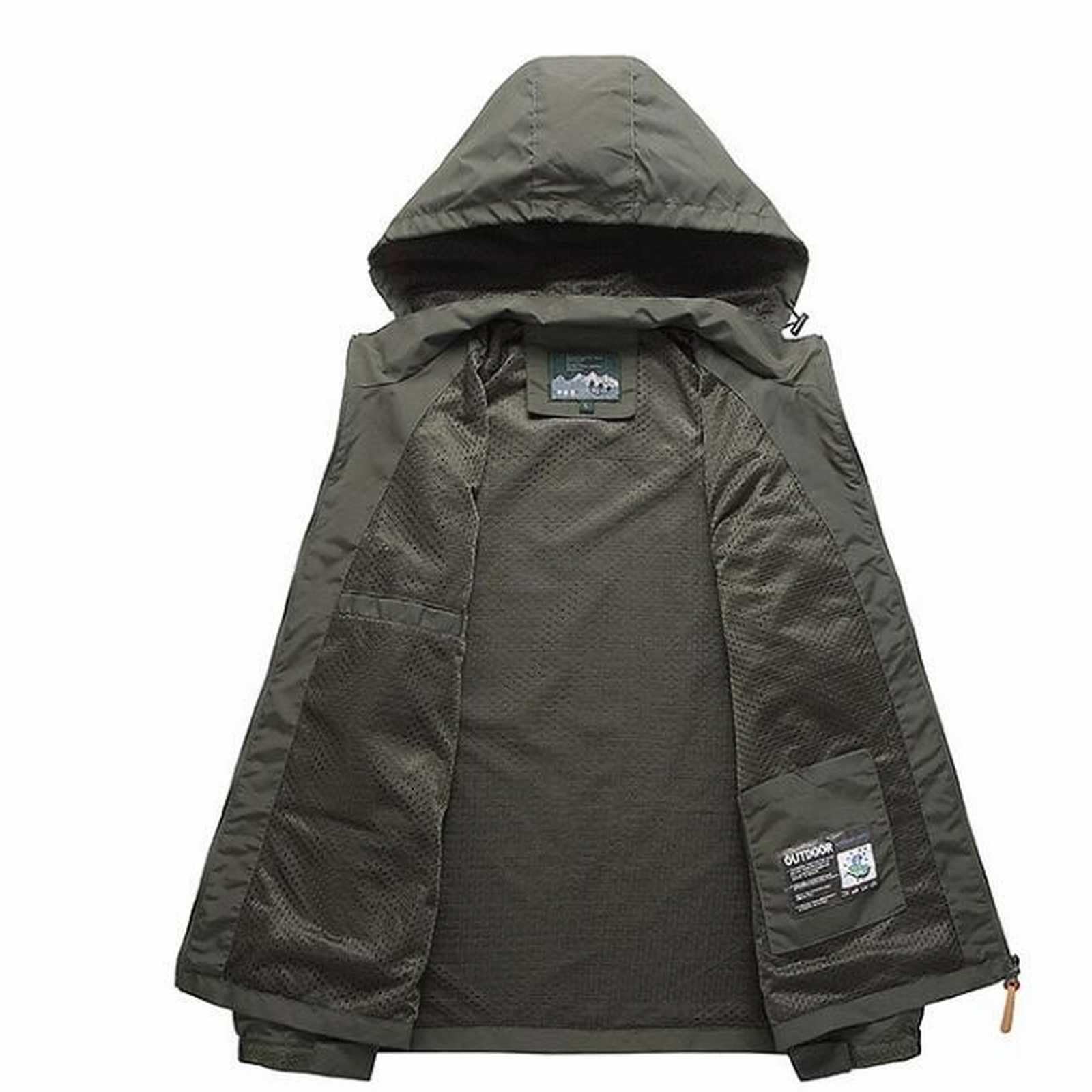 Generisch Chubasquero para hombre, chaqueta impermeable para exteriores, sudadera para hombre, con capucha, ropa deportiva, chaqueta deportiva de un solo color, chaqueta de entretiempo, sudadera de