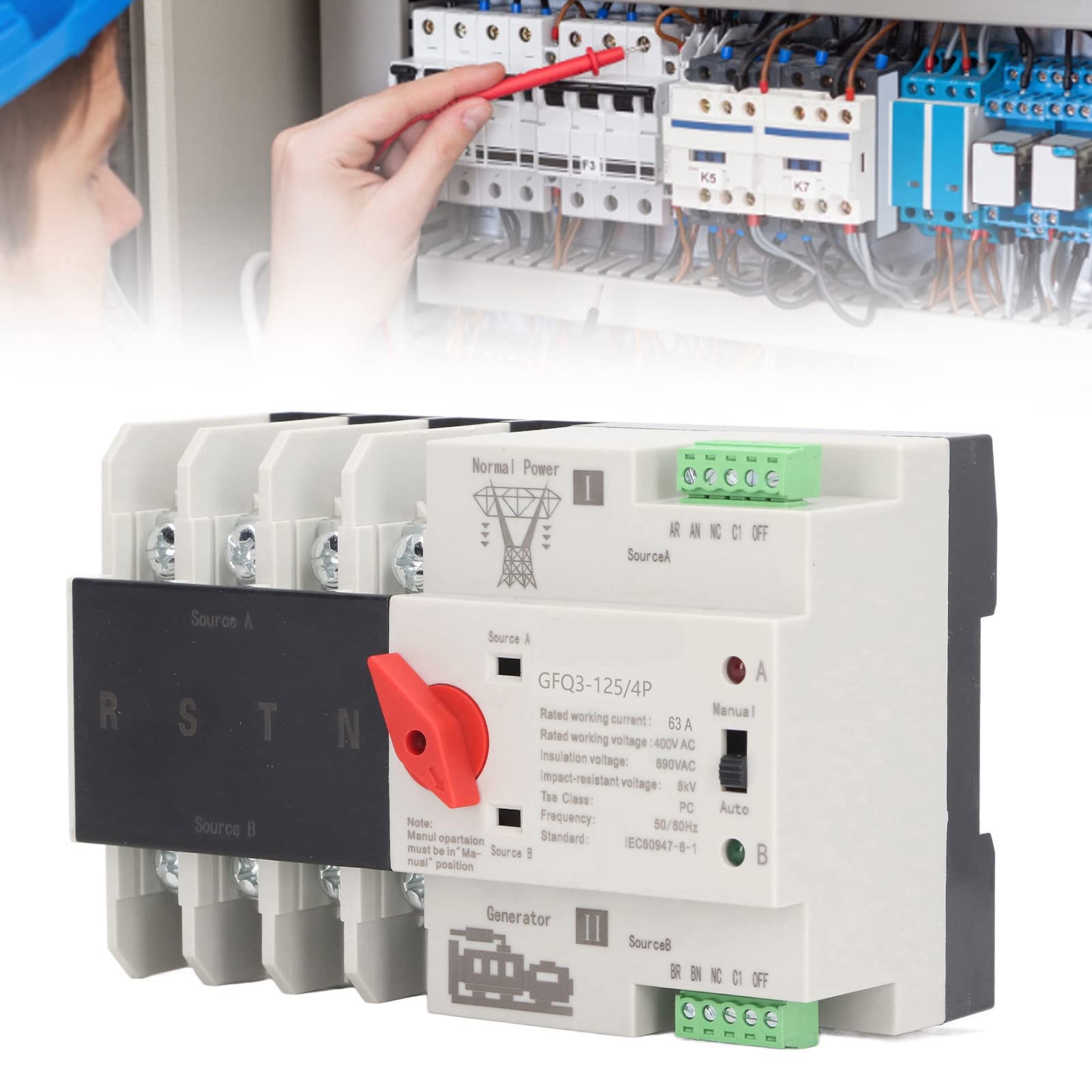 Fafeicy Interruptor de Transferencia Automática de Doble Alimentación 4P,