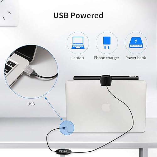 Miniatura 3 de Barra de luz para monitor de laptop, lámpara LED de lectura electrónica USB, 3 temperaturas de color ajustables, 10 niveles de brillo de atenuación,