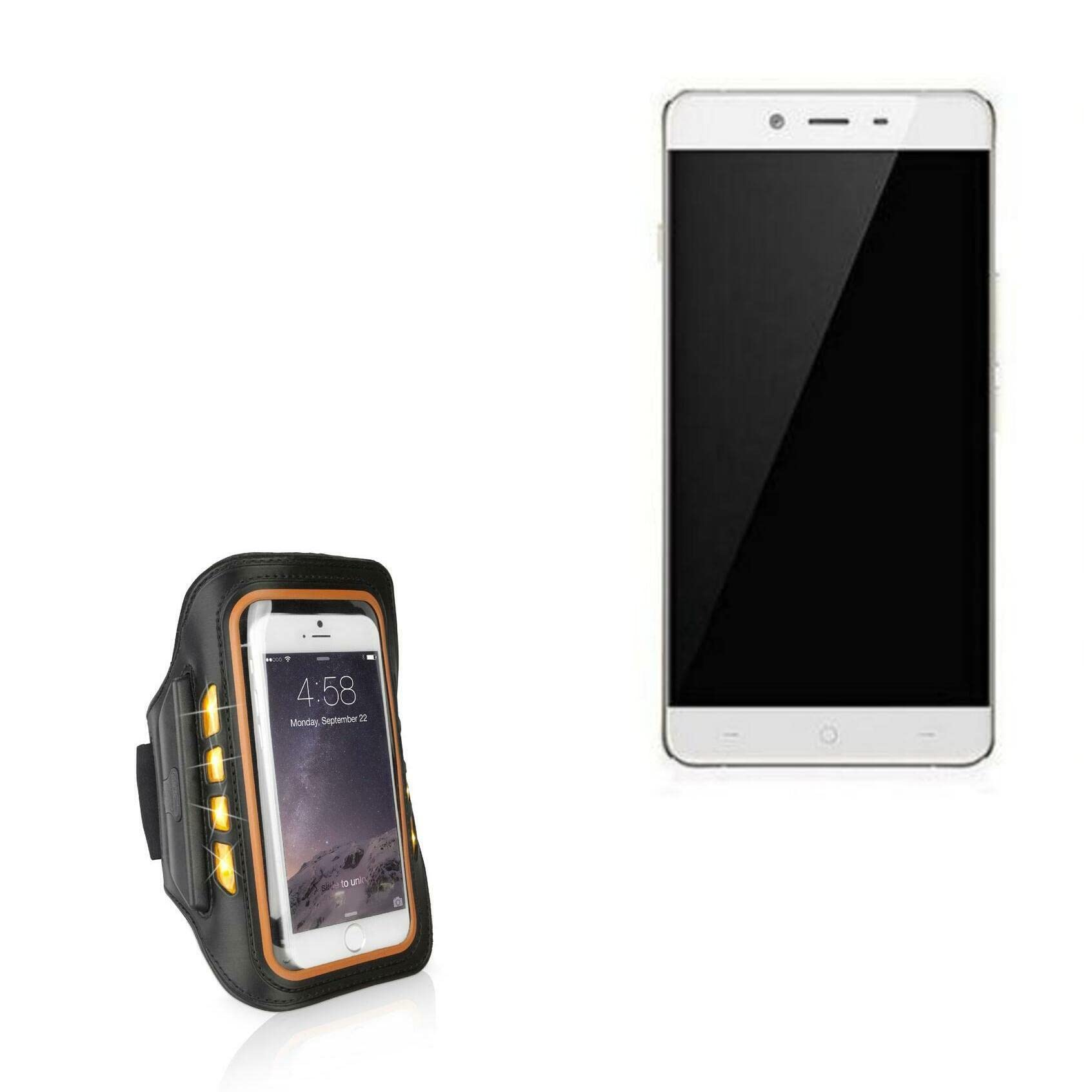 BoxWave Case for Oppo A30 (Case JogBrite Sports Armband, High Visibility Safety Light LED Runners Armband for Oppo A30, Oppo Joy Plus | A30 | Find N - Bold Orange