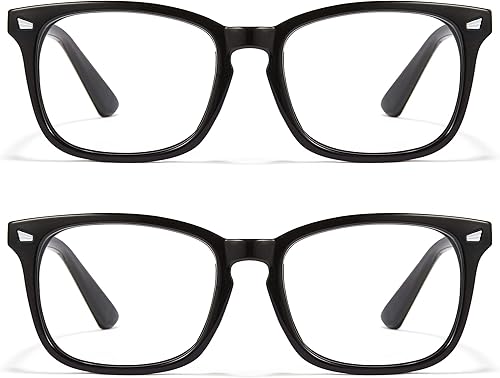 Cyxus - Gafas de computadora con bloqueo de luz azul patentadas, anti UV 400, alivia la tensión digital sobre los ojos, marco cuadrado clásico, negro