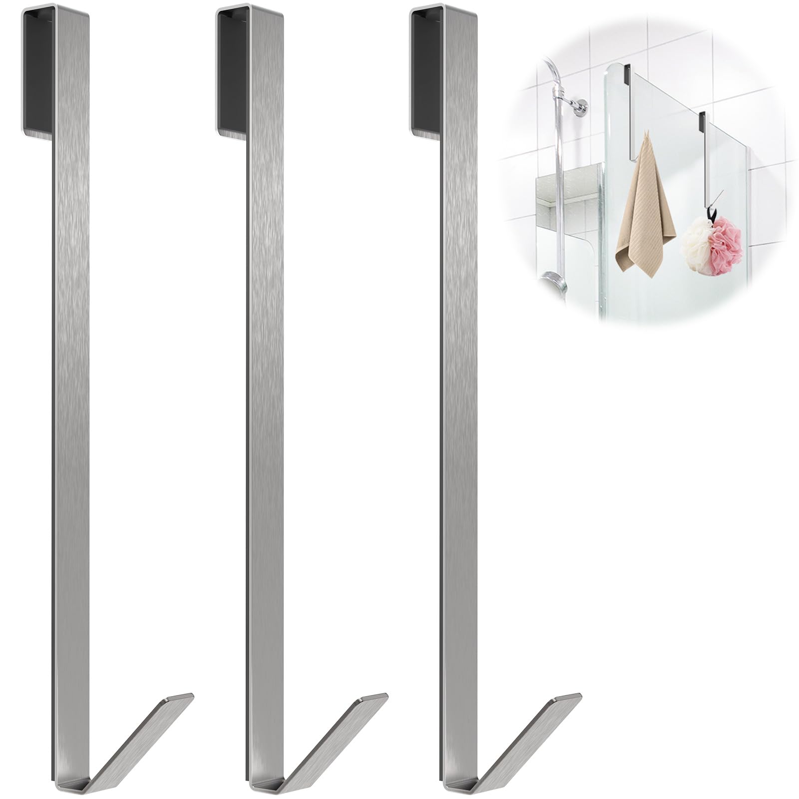 Photo 1 of Linone 12 in Shower Door Hooks, 3 Pack