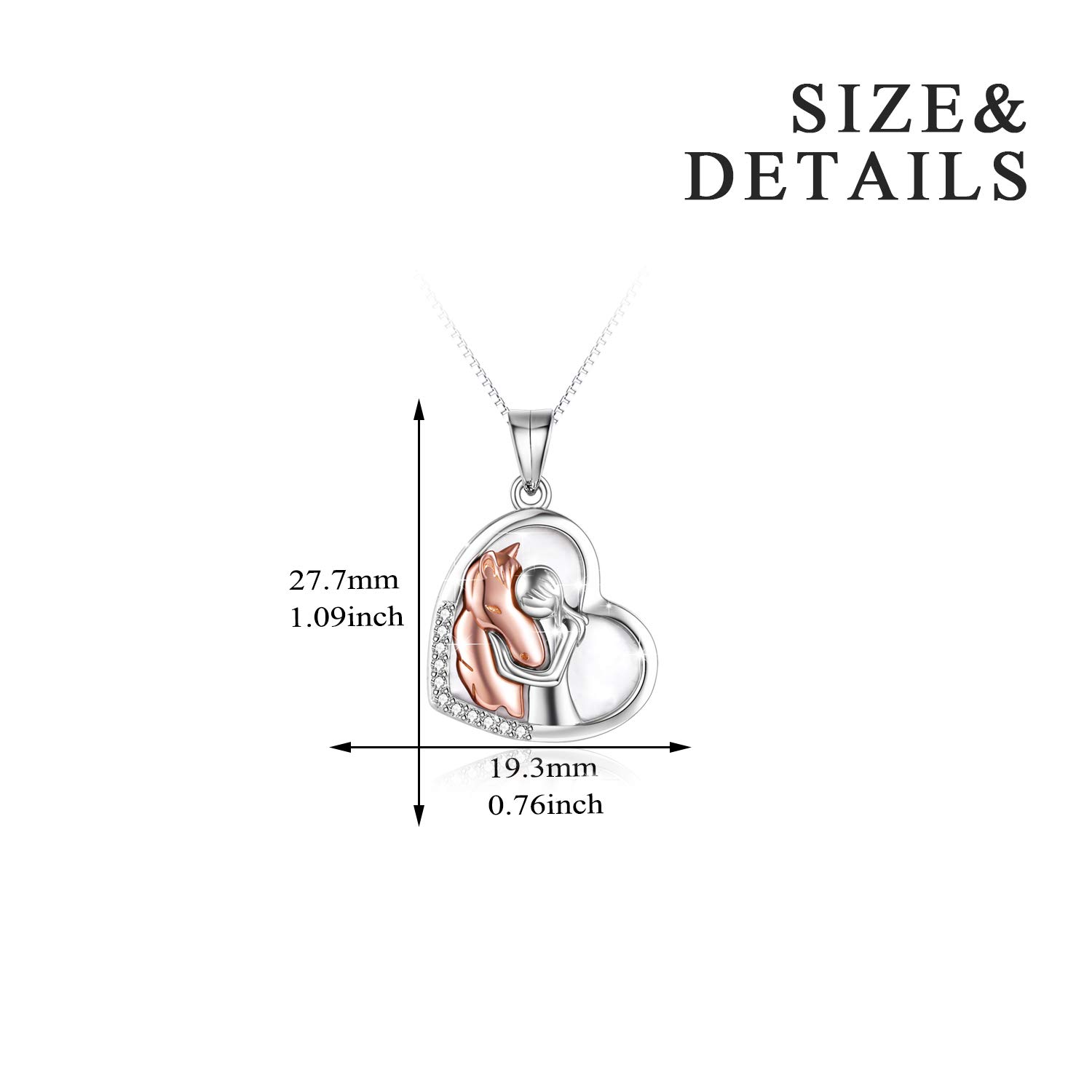 YFN caballo colgante collar joyería de plata de ley 925 niñas abrazan caballo regalo para mujeres niñas