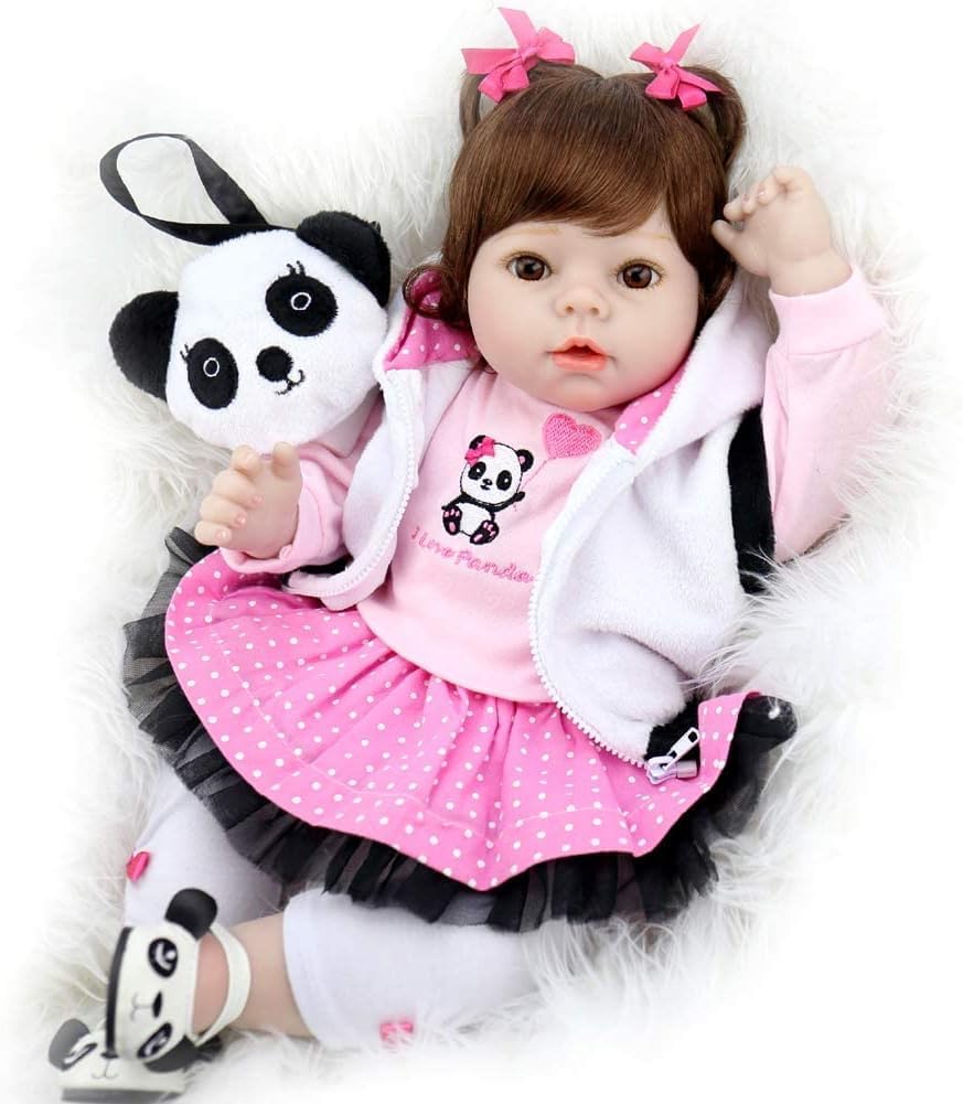 Aori Reborn Baby Dolls - Realistic Baby Doll 22 inch Lifelike Newborn Baby Girl Doll with Panda Theme Gift Set