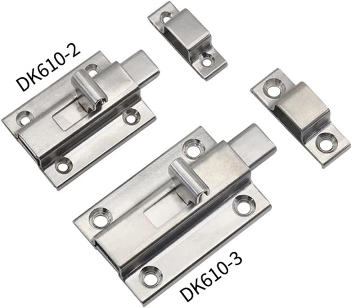 Stainless Steel External Impact Door Lock Buckle Sliding Square Bolt 1Pcs(Buffed-50mm)