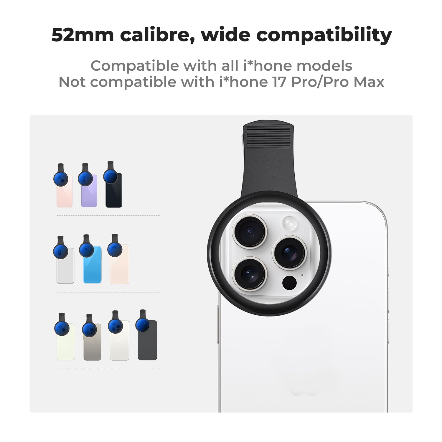 K&F Concept 52mm Clip-on ND2-400 Phone Camera Lens Filter Kit, Adjustable Neutral Density Filter Compatible with iPhone 15 14 13 12 11 — Amazon image 5