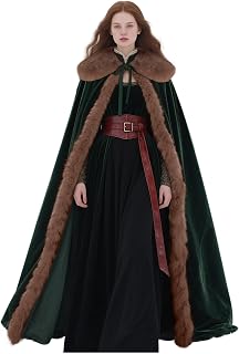 L'VOW Viking Fur Cloak Renaissance Fur Cape Velvet Cloak Medieval Cosplay Costume Women Men