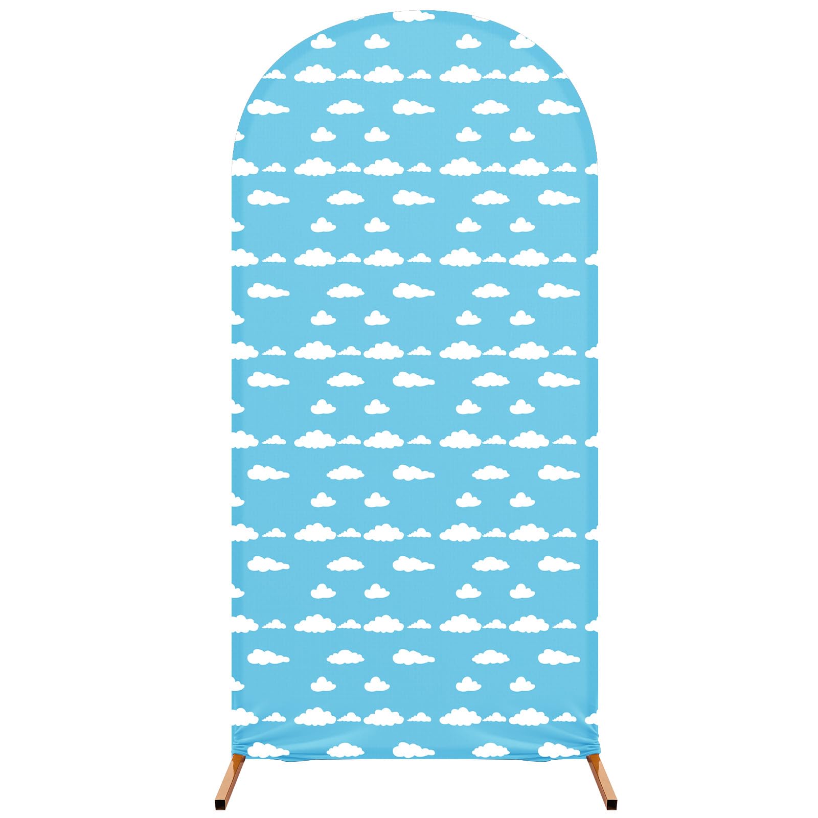 RimCereal 7.2 ft Carton Arch Backdrop Cover Blue Sky and White Clouds Arch Spandex Stretch Backdrop Stand Cover for Wedding Birthday Banquet Ceremony