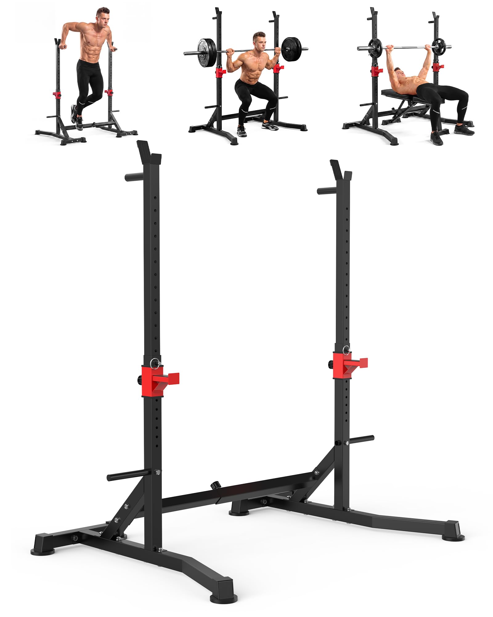 Uboway Bench Press Rack, Adjustable Squat Rack for Home Gym, Barbell Rack