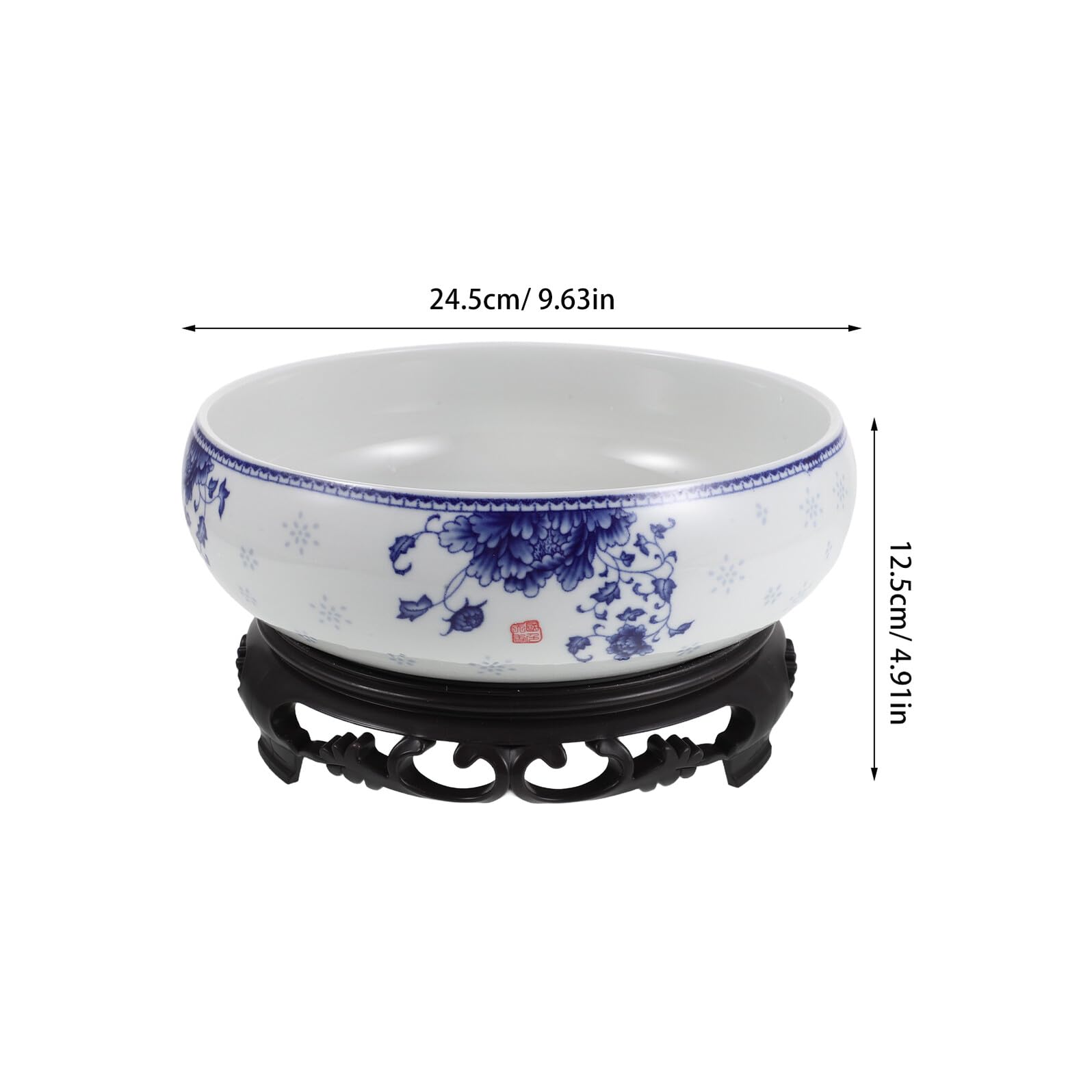ibasenice Ceramiczna Doniczka Hydroponiczna Lotus Bowl z Plastikową Podstawą Biała i Niebieska Porcelanowa Do Uprawy Roślin Wodnych Dekoracyjna Doniczka Kwiaty Do Domu i Ogrodu