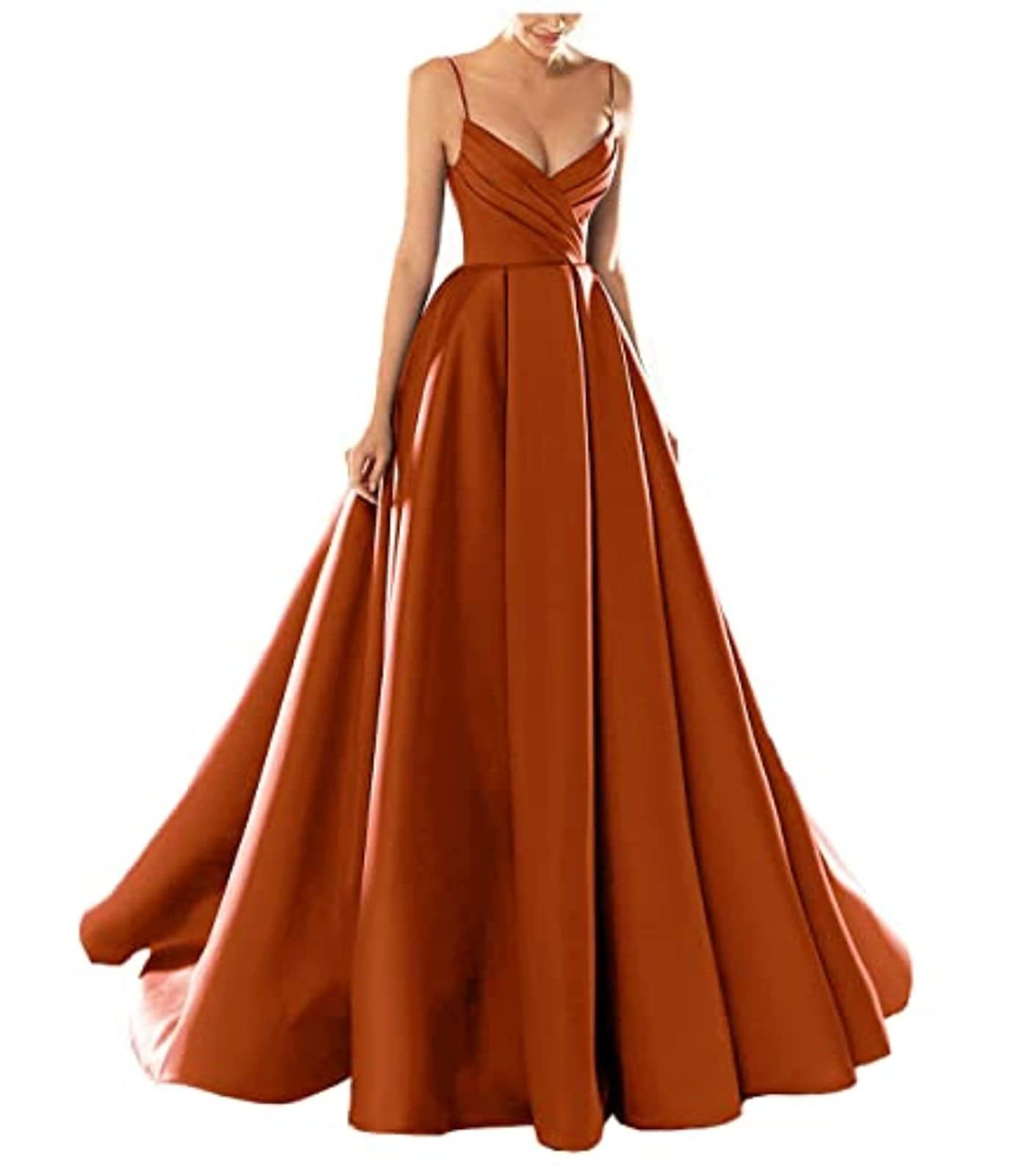 yhfshop Formal Long Evening Party Dress,Sexy V-Neck Spaghetti Strap Satin Evening Dress,Grape Purple,US8,Gowns Evening Bridesmaid Dresses — view 32