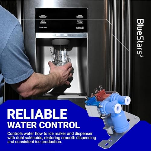 Miniatura 3 de BlueStars Válvula de solenoide dual para refrigerador WR57X10032 WR57X33326 Ultra Durable - Compatible con refrigeradores G.E - Sustituye a