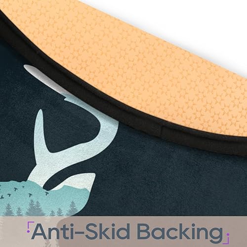 Miniatura 4 de Alfombra redonda de 3 pies con diseño creativo de ciervos del bosque, lavable, antideslizante, alfombra circular para sala de estar, dormitorio,