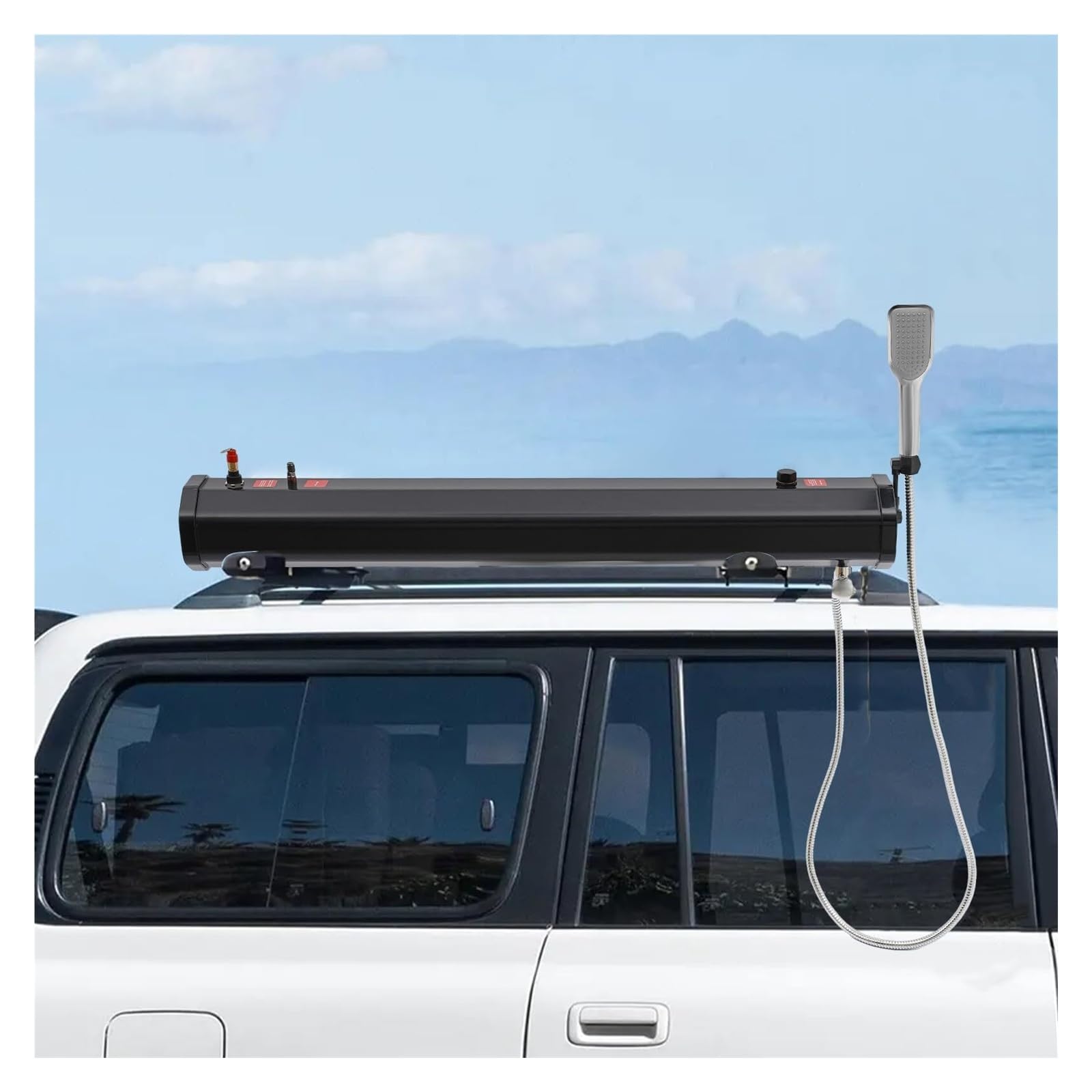 Doccia Solare Portatile da Campeggio, Doccia Esterna da 18 Litri con Supporto per Portapacchi, Design Resistente e Leggero per Escursionismo, Trekking e Viaggi. (7.93Gal)