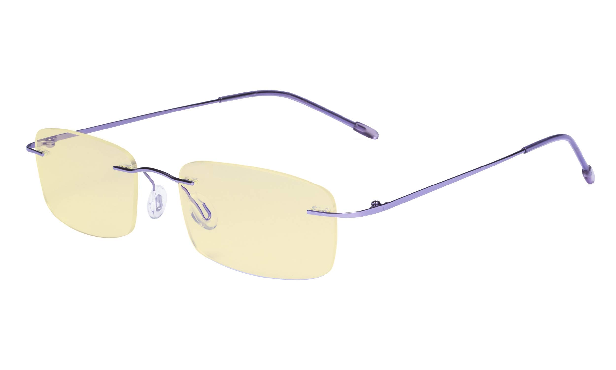 Eyekepper Titanium Rimless Orange Tinted Lenses Computer Reading Glasses Readers Men Women