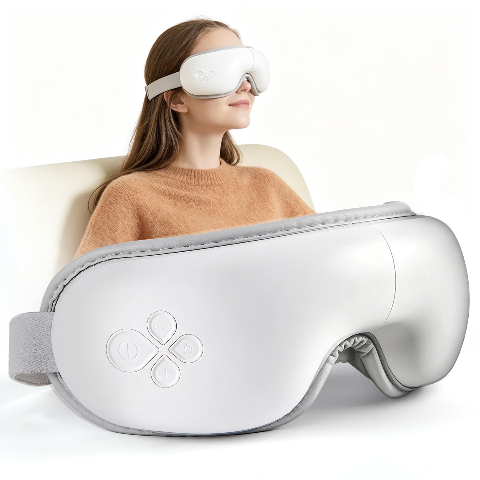 LAOBEN Masseur des yeux avec chaleur, cadeau d'anniversaire pour homme, femme, elle, lui, avec design bloquant la lumière, réduit la fatigue
