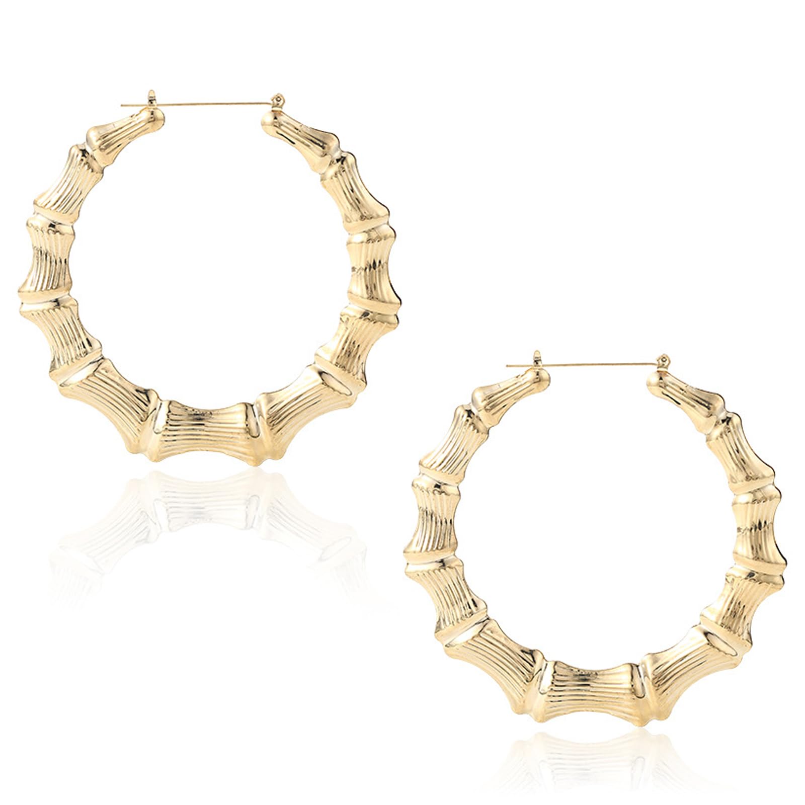 JeiibrZui1 Pair Hypoallergenic Bamboo Hoops, 90s Chunky Gold Earrings, Big Hoop Earrings for Women and Girls, Fashionable 9cm Studs, Classic and Stylish Jewelry