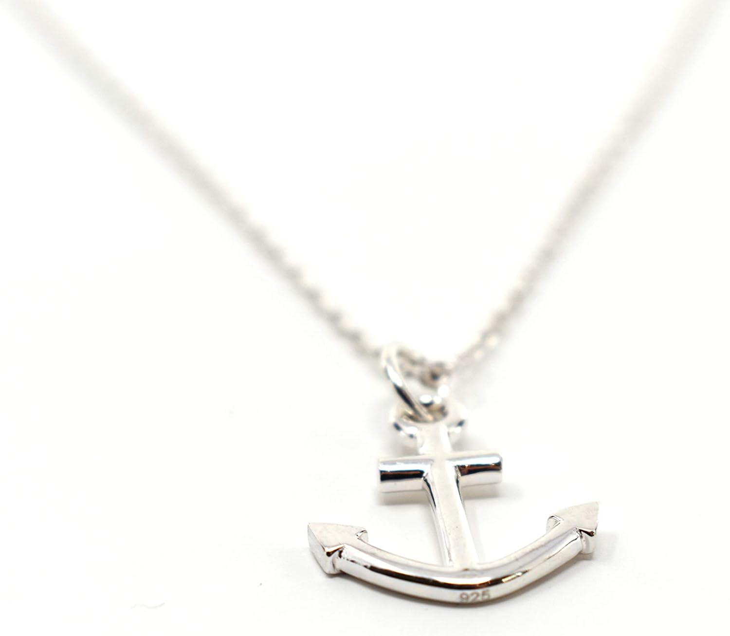 Dote Dainty Anchor Pendant Genuine .925 Sterling Silver Necklace 16-18" Adjustable Chain - Image 2