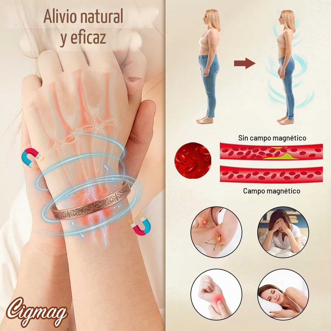 9X Pulsera de drenaje linfático de cobre para mujer, ultra fuerte, imán sólido, pulsera magnética de cobre puro ajustable, brazalete con caja de regalo (Árbol de la Vida)