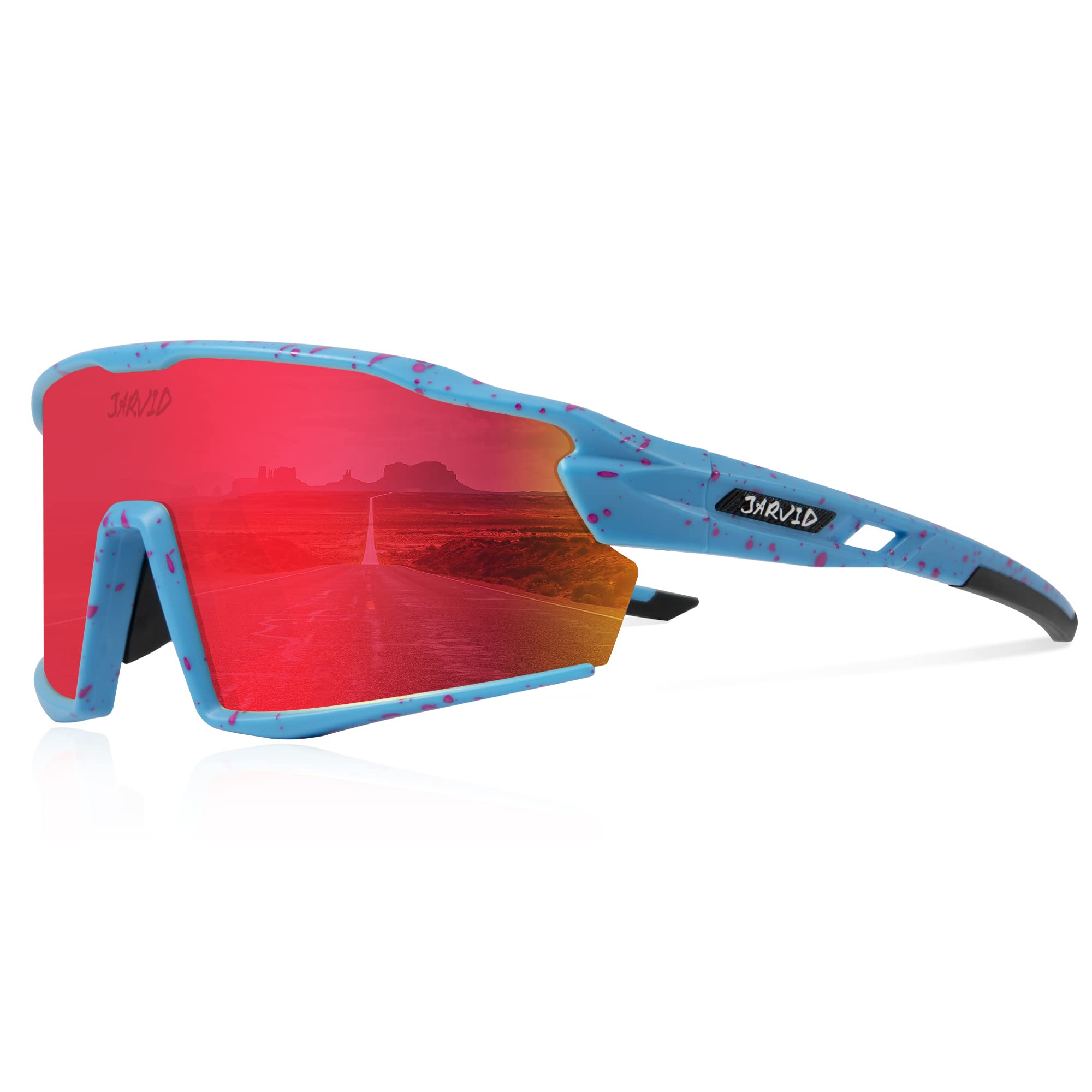 JARVID Gafas de Ciclismo Polarizadas con 4 Lentes Intercambiables, Gafas de Sol Deportivas para Mujeres Hombres Correr Béisbol, Pesca Conducción