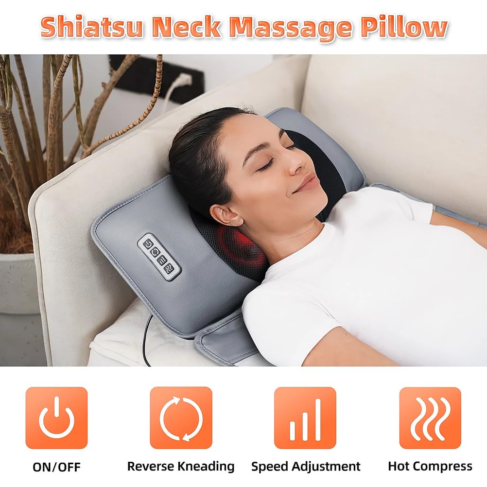 Colchón de Masaje de Calentamiento y vibración, cojín de Masaje Completo Sistema de Masaje Triple SPA Shiatsu, Vibración, Termoterapia para aliviar el Dolor