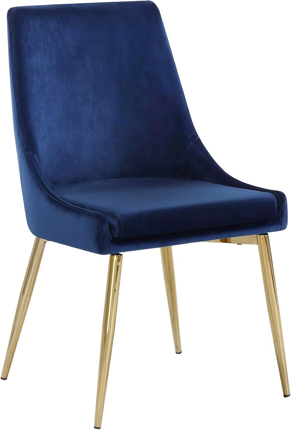 Meridian Furniture Karina Collection Modern | Contemporary Velvet Upholstered Dining Chair with Sturdy Metal Legs, Set of 2, 19.5" W x 21.5" D x 33.5" H, Navy - Chairs