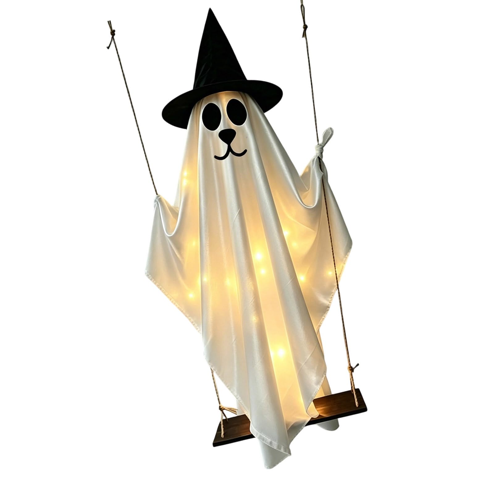 Zxfdsfdbnm Illuminated Fabric Hanging Dog Decoration with Swing Polyester Drape and Wood Seat for Halloween Decoration Hanging Manifestation Dog Swing
