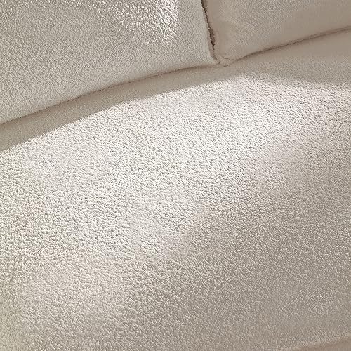 Image of KEIKI 129 inch Luxury Curved Boucle Sectional Sofa with Left Chaise, Upholstered Modern Style Oversized 5-Seater Couch with Thickened Seat Cushions, Easy Assembly, for Apartment, Living Room, White