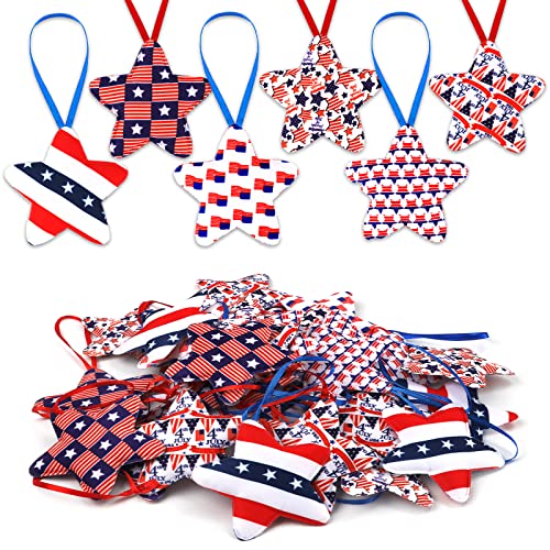 30Pcs Independence Day Hanging Star,3 X 6.1 Inch Fabric Star Decorations 4Th Of July Ornaments For Memorial Day Festival Christmas Tree Decor #TOP11