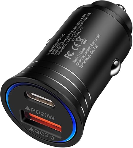 Cargador de coche USB C, adaptador de cargador de coche rápido para iPhone 1414 Pro Max14 Plus13 Pro MaxMini12 11 Pro MaxSEX, 38 W PD+QC Dual Port