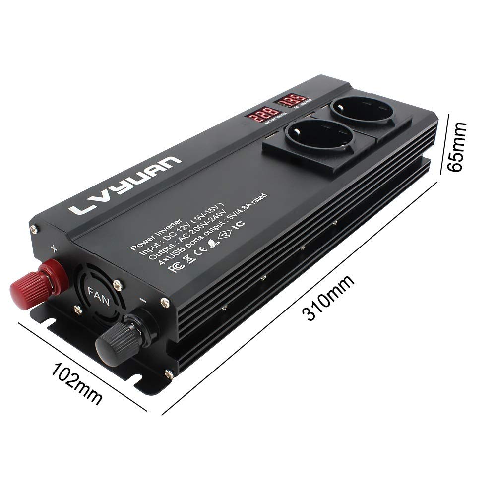 Inversor,Inversor Coche Inversor 12 V 220 V 5000W Energy Inverter 4 Exterior USB Convertidor inversor Inverso(24V 220V Universal)