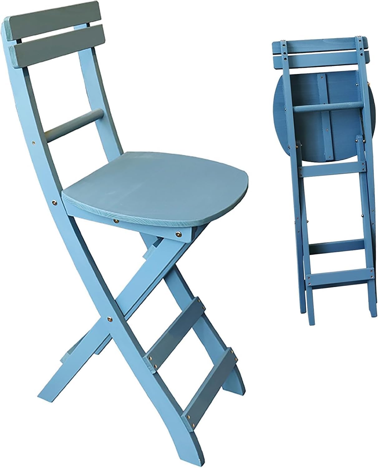 Tabouret de bar pliable avec dossier robuste en bois massif
