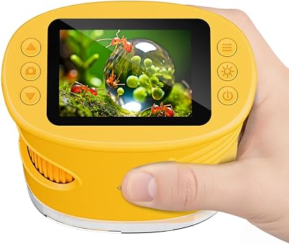 1000X Handheld Microscope for Kids, Temodu Portable Digital Miniscope 2.0" Screen Educational Microscope Science Kits, Used as a Birthday, Ages 3+