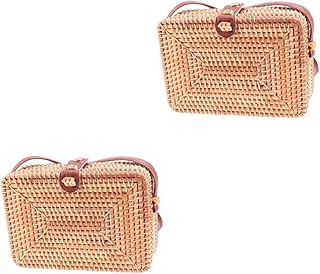 NOLITOY 2 Peças Bolsa De Vime Bolsa De Ombro Tecido Palha Crossbody Bolsas De Praia De Palha Bolsas Crossbody De Vime Para Mulheres Bolsa Crossbody De Palha Carteras Cruzadas Para Mujer
