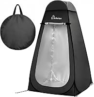 Cort de duș pop-up WolfWise PRO pentru camping, negru, impermeabil, portabil, cu bază, compartiment de depozitare, design cu ușă tip T 1
