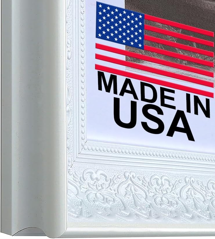 WHOLESALE ARTS AND FRAMES 2-1/2" Polystyrene Victorian Matted Picture Frame with Mat 9x12 for 6x9 Artwork 1556 Series Pearl White-Made in USA by Wholesaleartsframes-com