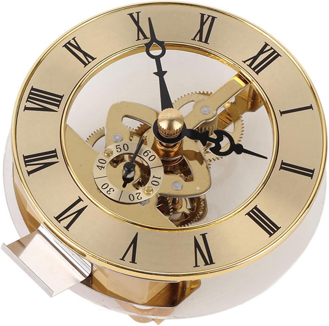 Inserto Orologio al Quarzo 86 mm con Numeri Romani e Lente Trasparente | Testa orologio in metallo da 86 mm con quadrante romano nero, lente trasparente e guarnizione per ricambi e fai da te.