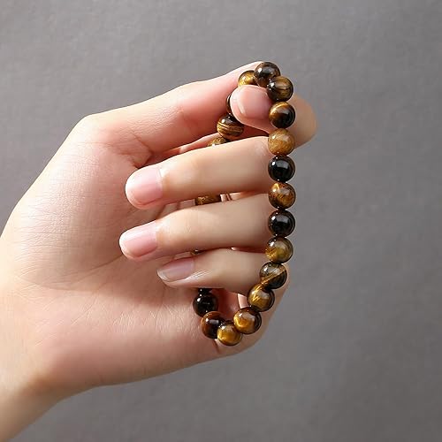 Miniatura 5 de MAIBAOTA Pulseras de cristal curativo para mujer, pulseras de cuentas de piedra natural de 0.315 in, pulsera elástica de piedras preciosas redondas,